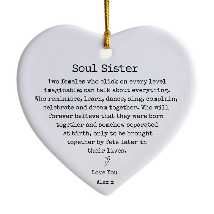 Soul Sister Heart Ceramic Ornament