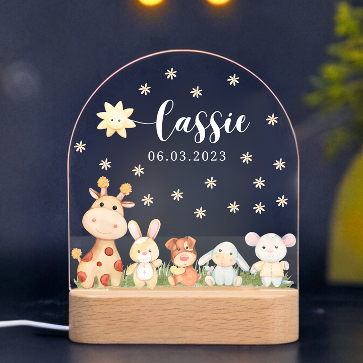 Baby Night Light with Animal Friends & LED Lamp