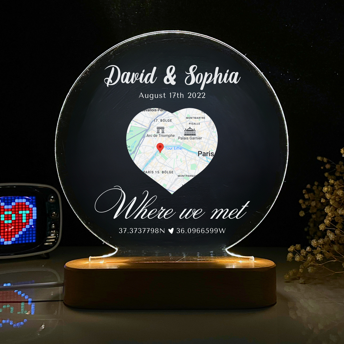 Map & Date - Perfect Memory Gift for Couples Night Light