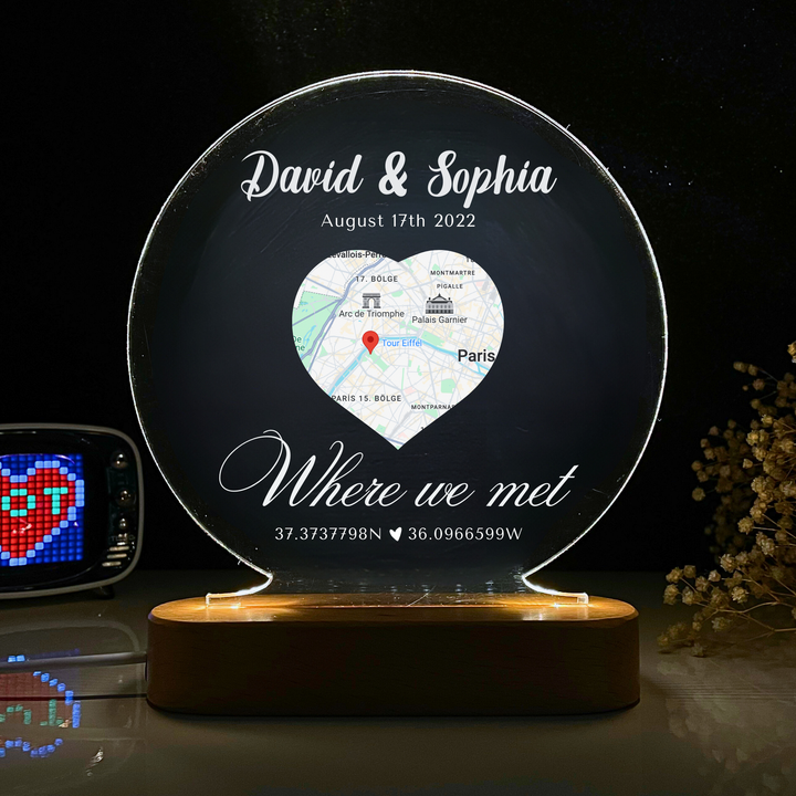 Map & Date - Perfect Memory Gift for Couples Night Light