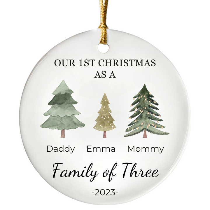 Family of Three Christmas Ornament