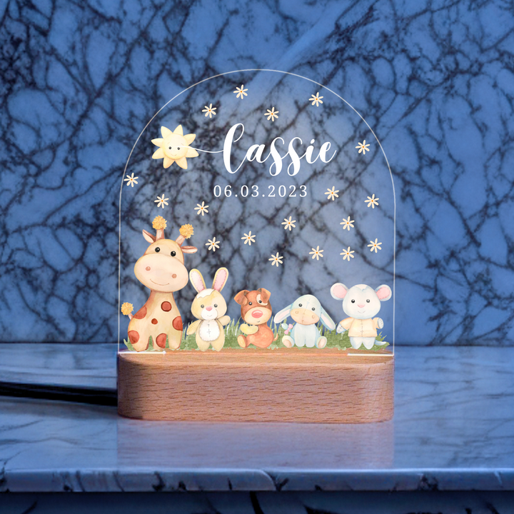 Baby Night Light with Animal Friends & LED Lamp