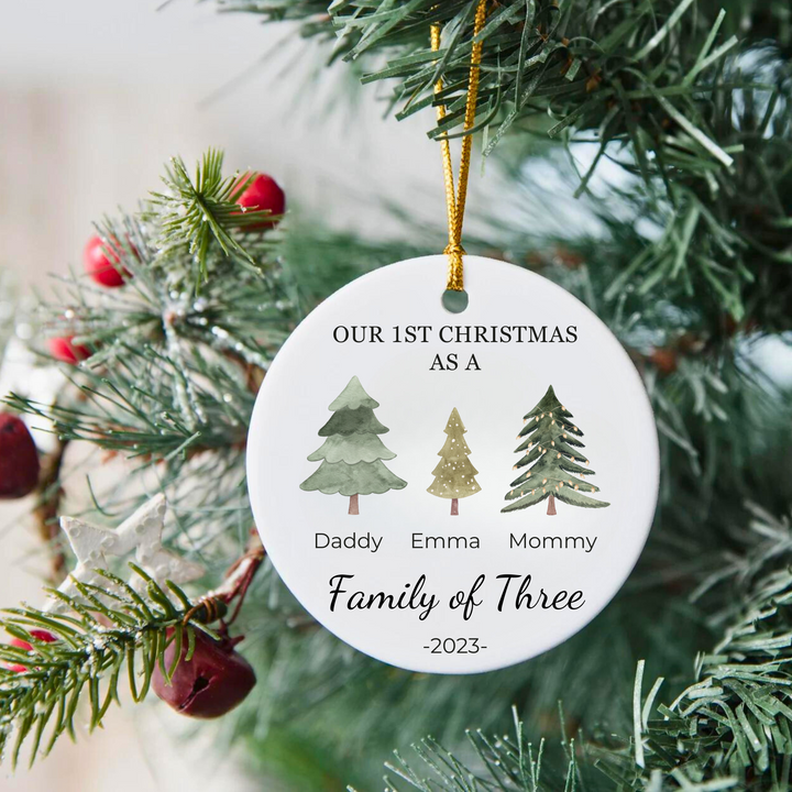 Family of Three Christmas Ornament