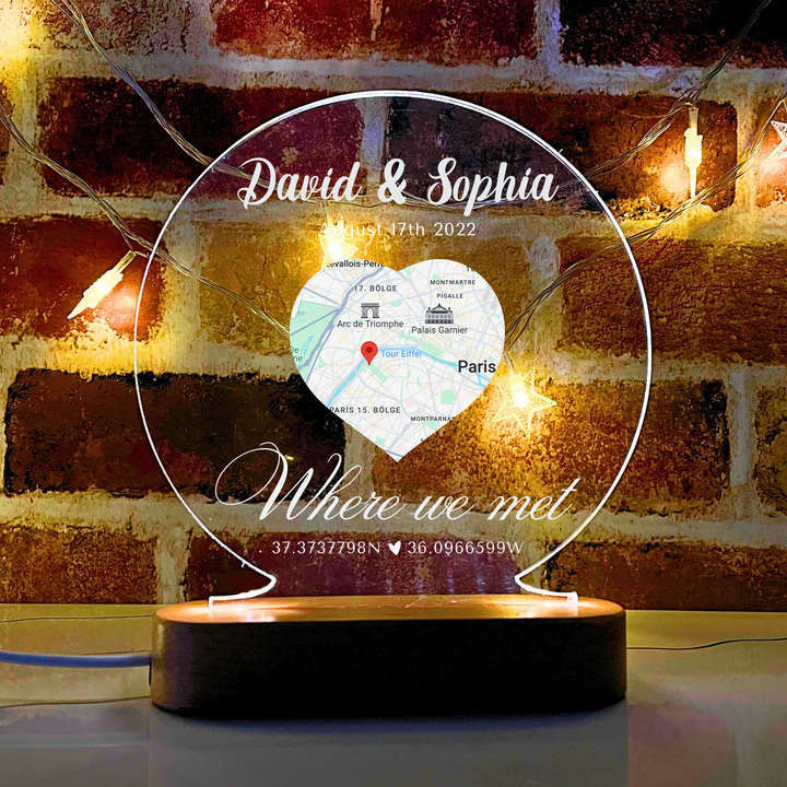 Map & Date - Perfect Memory Gift for Couples Night Light