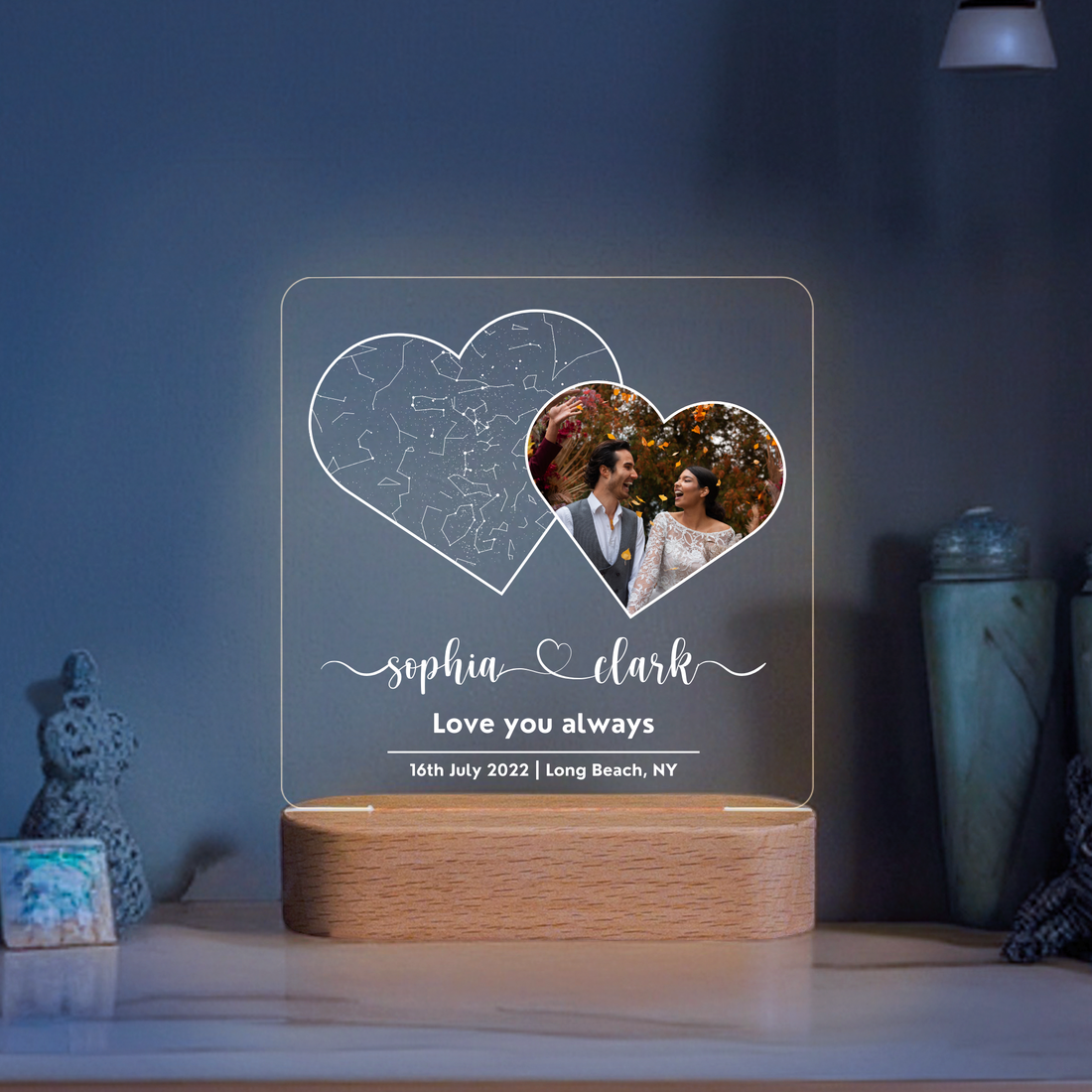 Heart Photo & Star Map Night Light