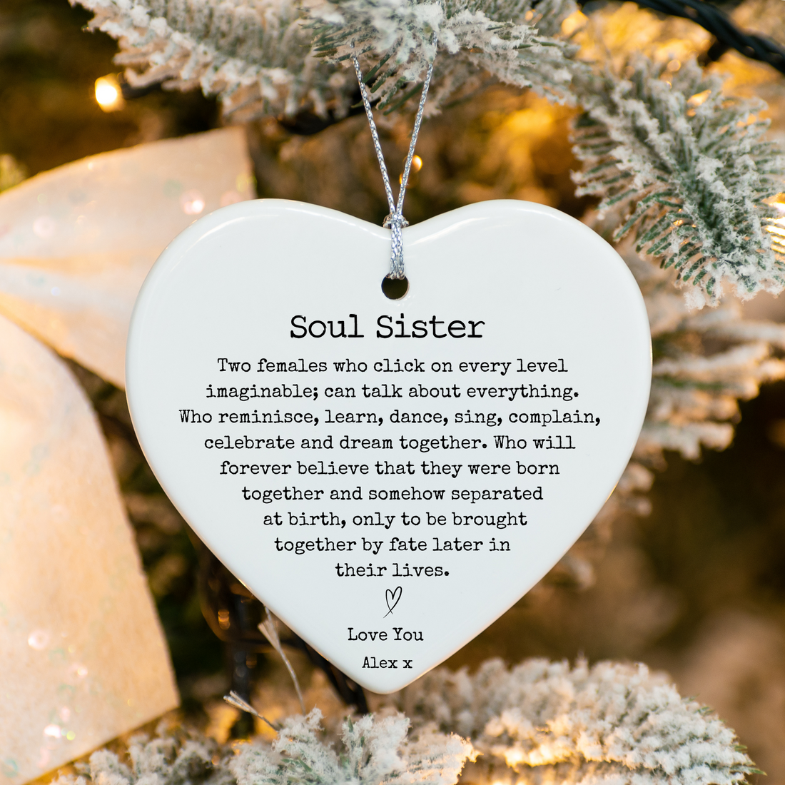 Soul Sister Heart Ceramic Ornament