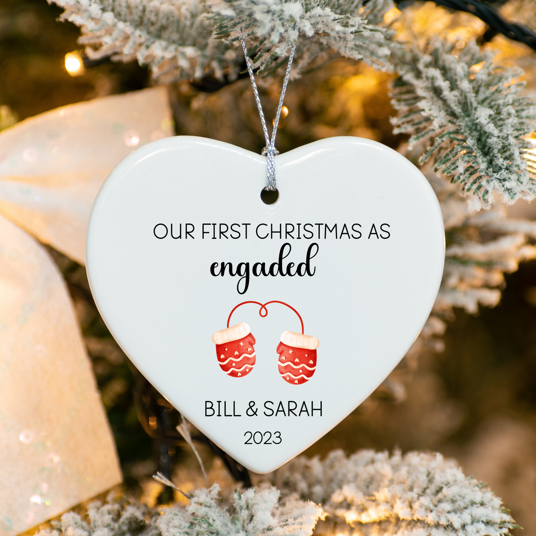 Our First Christmas As Engaged Ornament