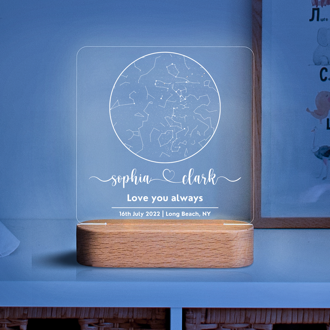 Star Map LED Night Light with Custom Date & Location