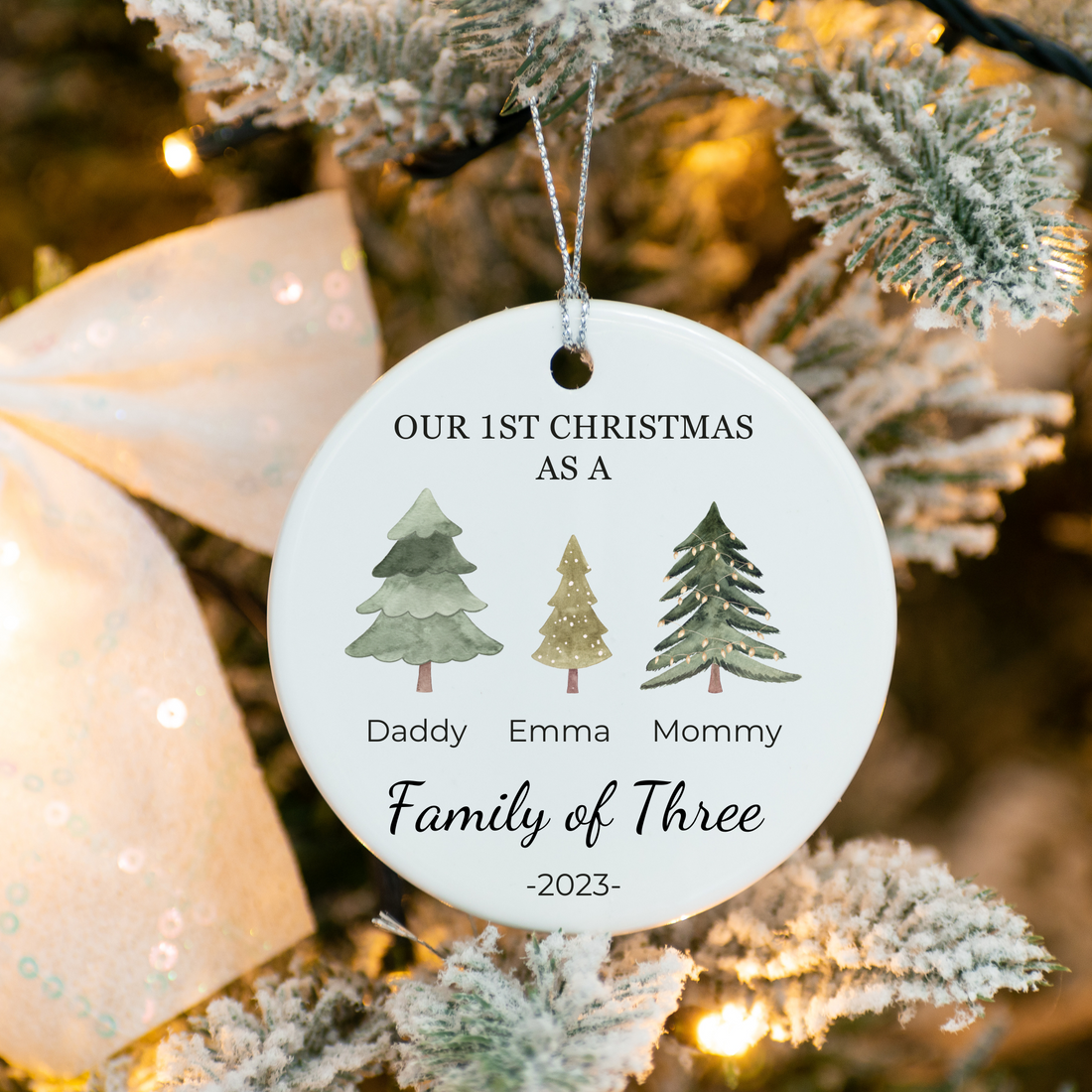 Family of Three Christmas Ornament