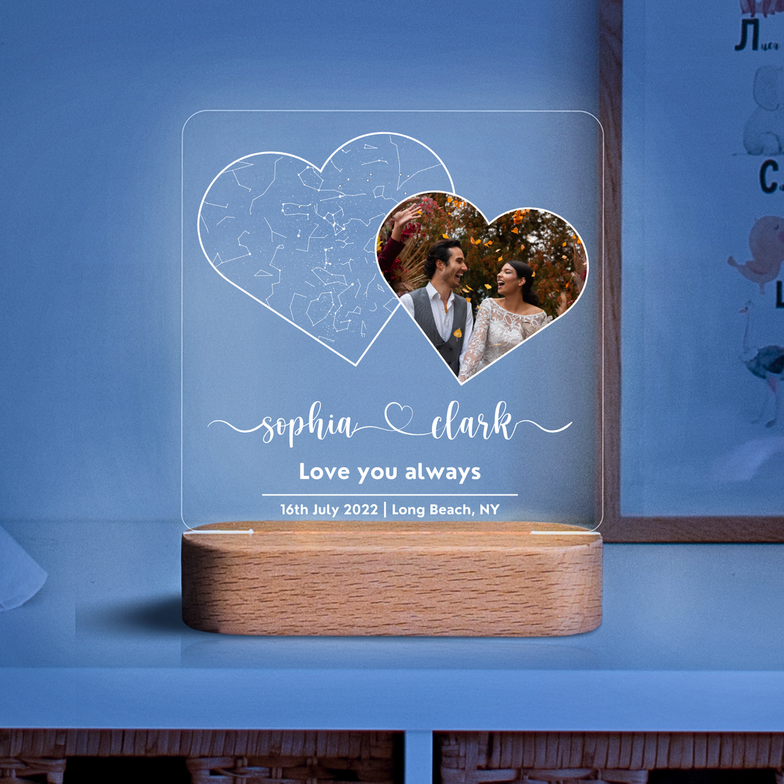 Heart Photo & Star Map Night Light