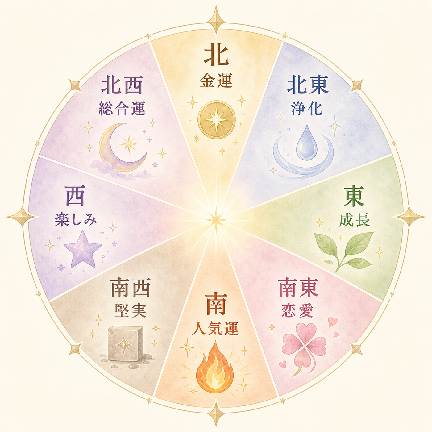 8方位と運気を示す円環の図解