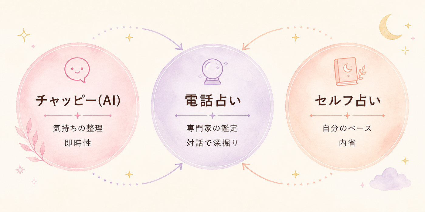 AI・電話占い・セルフ占いの向き不向き比較
