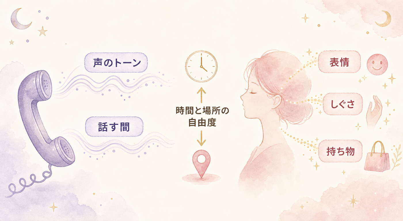 電話占いと対面、伝わる情報の違いを図解