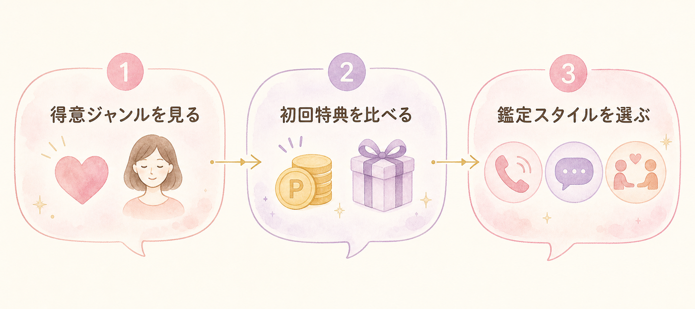サービス選びの3ステップフロー図