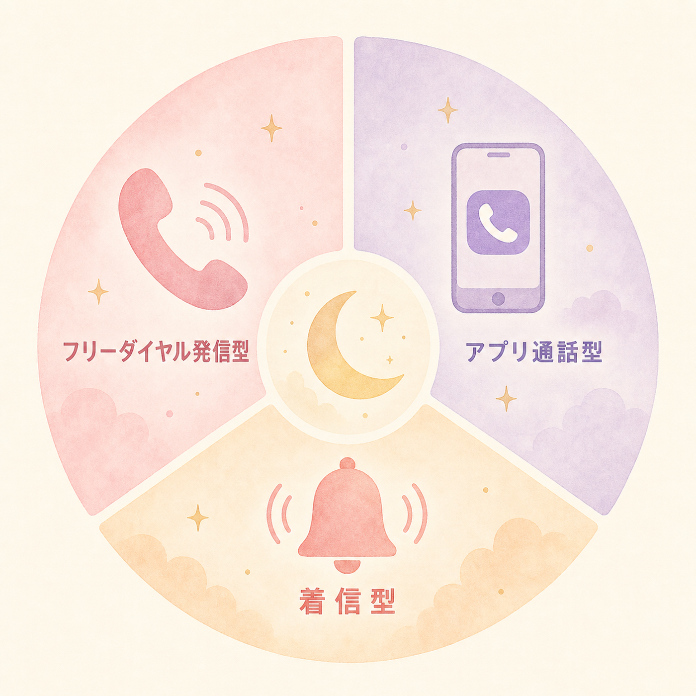無料になる3つの通話タイプの図解
