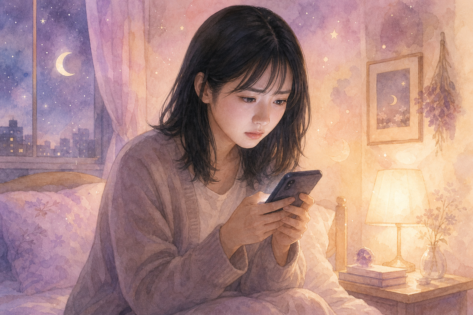 連絡を待つ女性