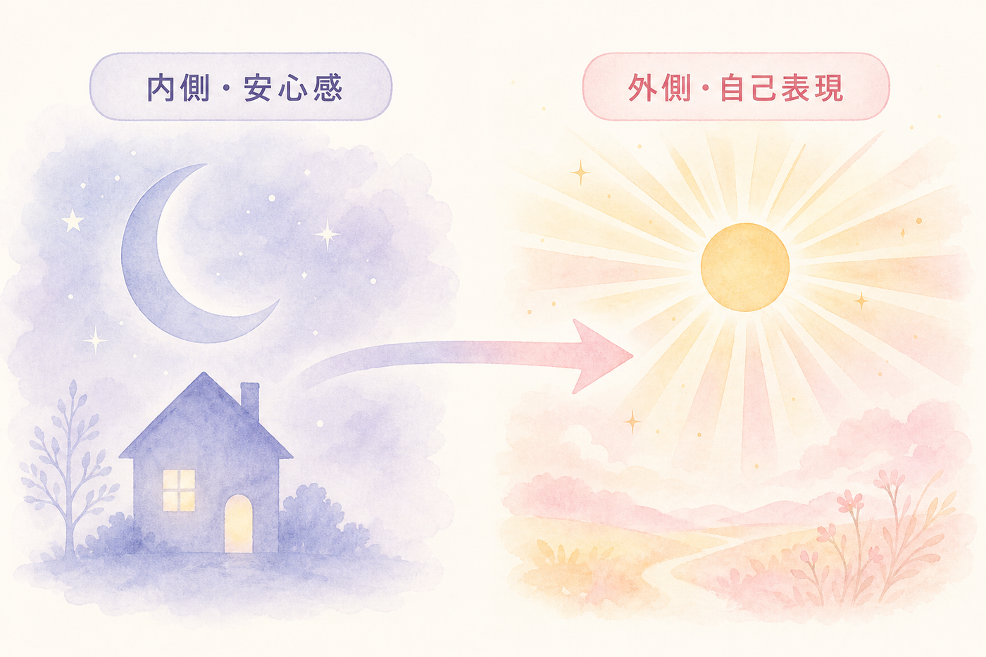 蟹座期と獅子座期、2つのテーマを対比する図