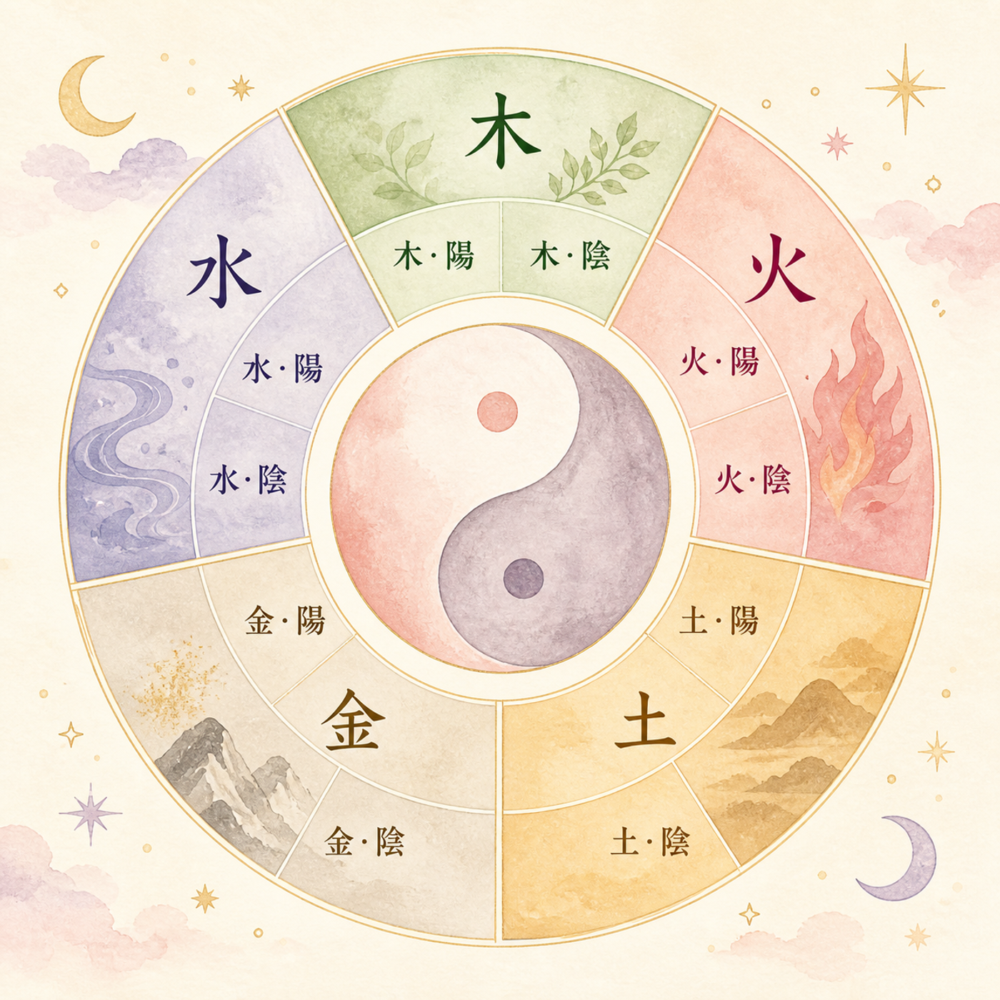 木火土金水×陰陽で分かれる10の属性