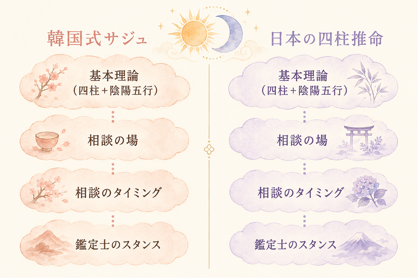 韓国式サジュと日本の四柱推命をやさしく対比