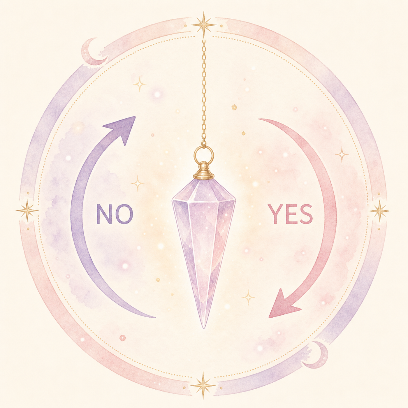 右回りYES・左回りNOを示す振り子の動き図