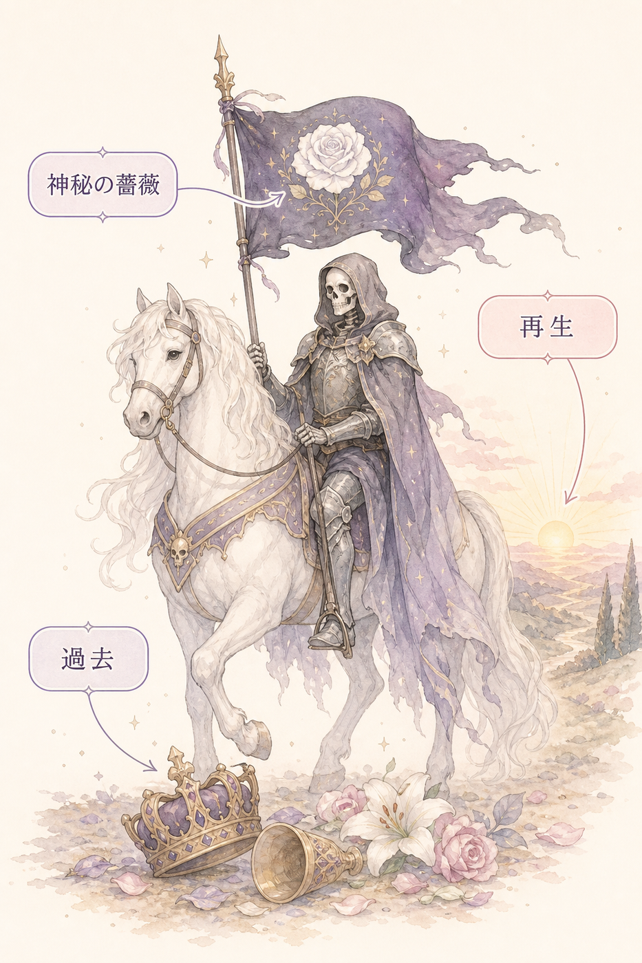 死神カードに描かれた象徴を図解