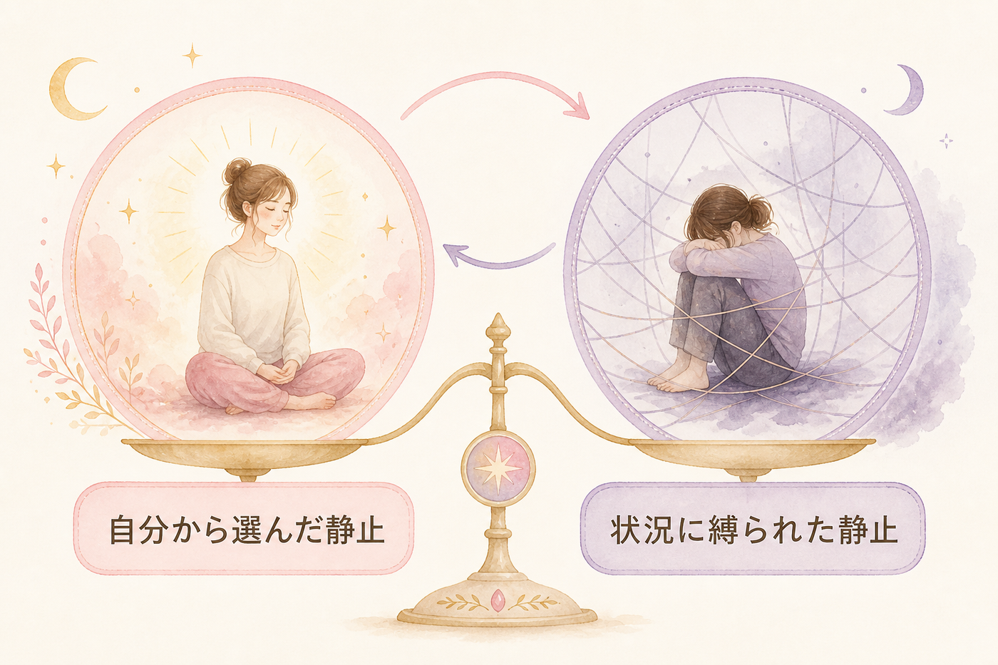 正位置と逆位置、静止の意味を分ける対比図