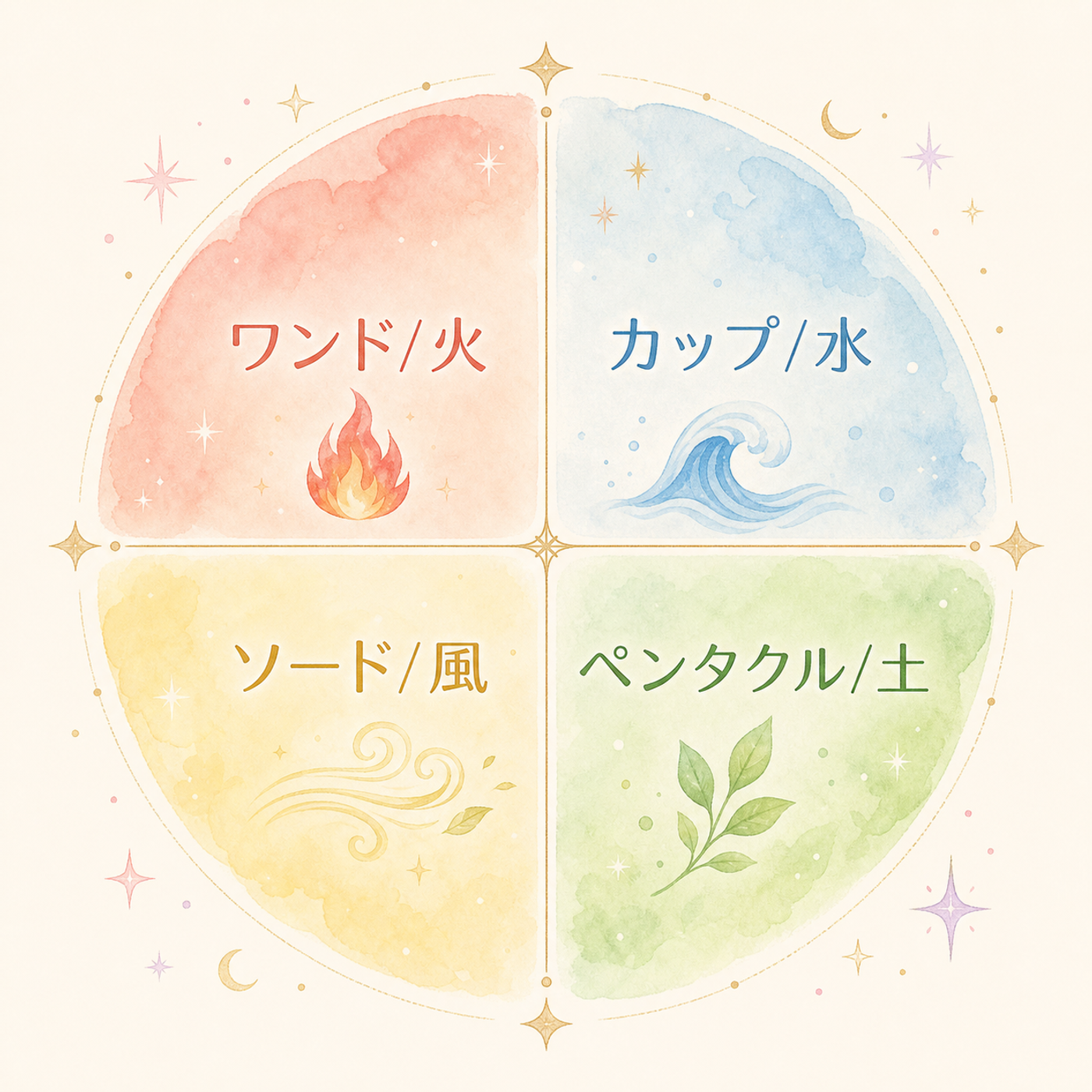 4つのスートと四大元素の対応関係