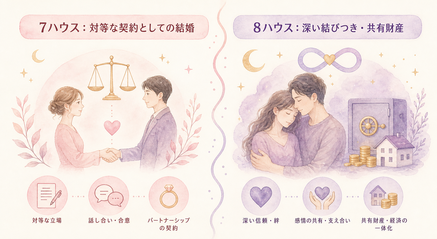 7ハウスと8ハウスの意味の違いを対比