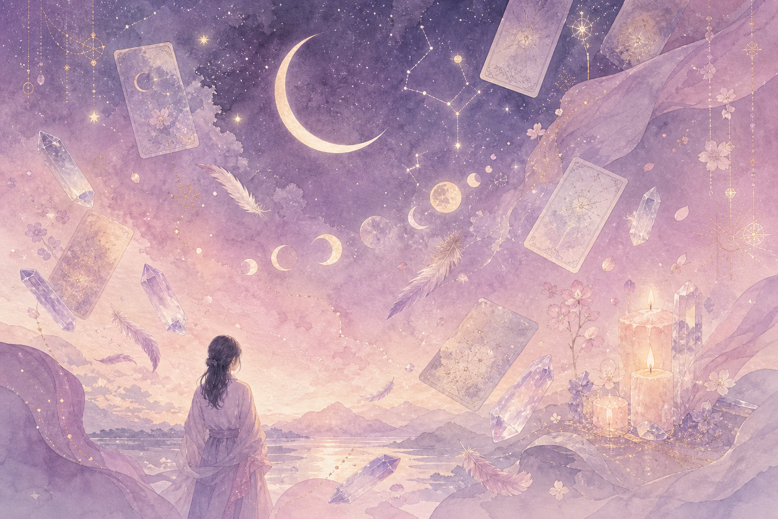 夢の断片が夜空に浮かぶ幻想的な編集イラスト